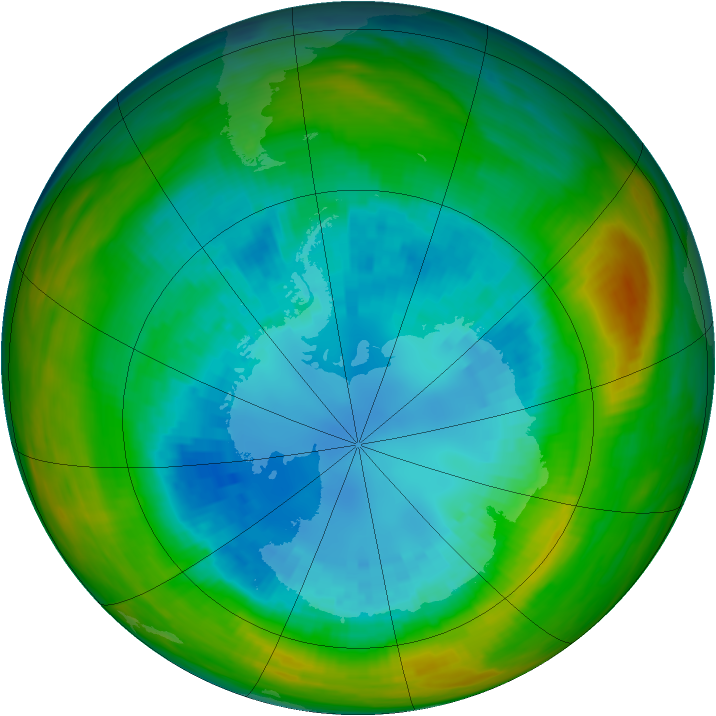 Antarctic ozone map for 30 August 1982